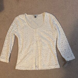 NWT forever fashion Ivory Lace Button-Down Blouse
